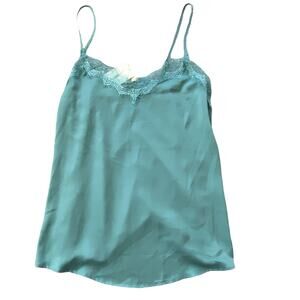 NWT Living Doll Lace Trim Sleep Layering Tank Cami Blue Green Size Small